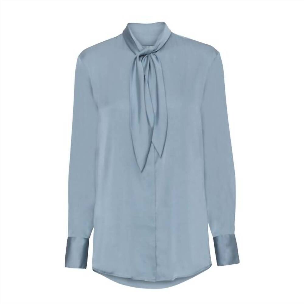 NEW KARMAMIA women's ribbon shirt in blue cotton